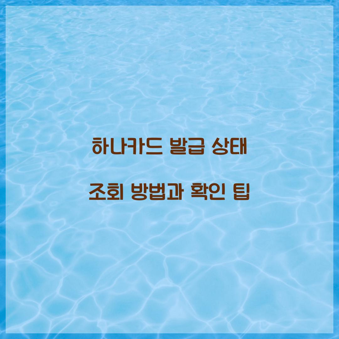하나카드 발급 상태 조회