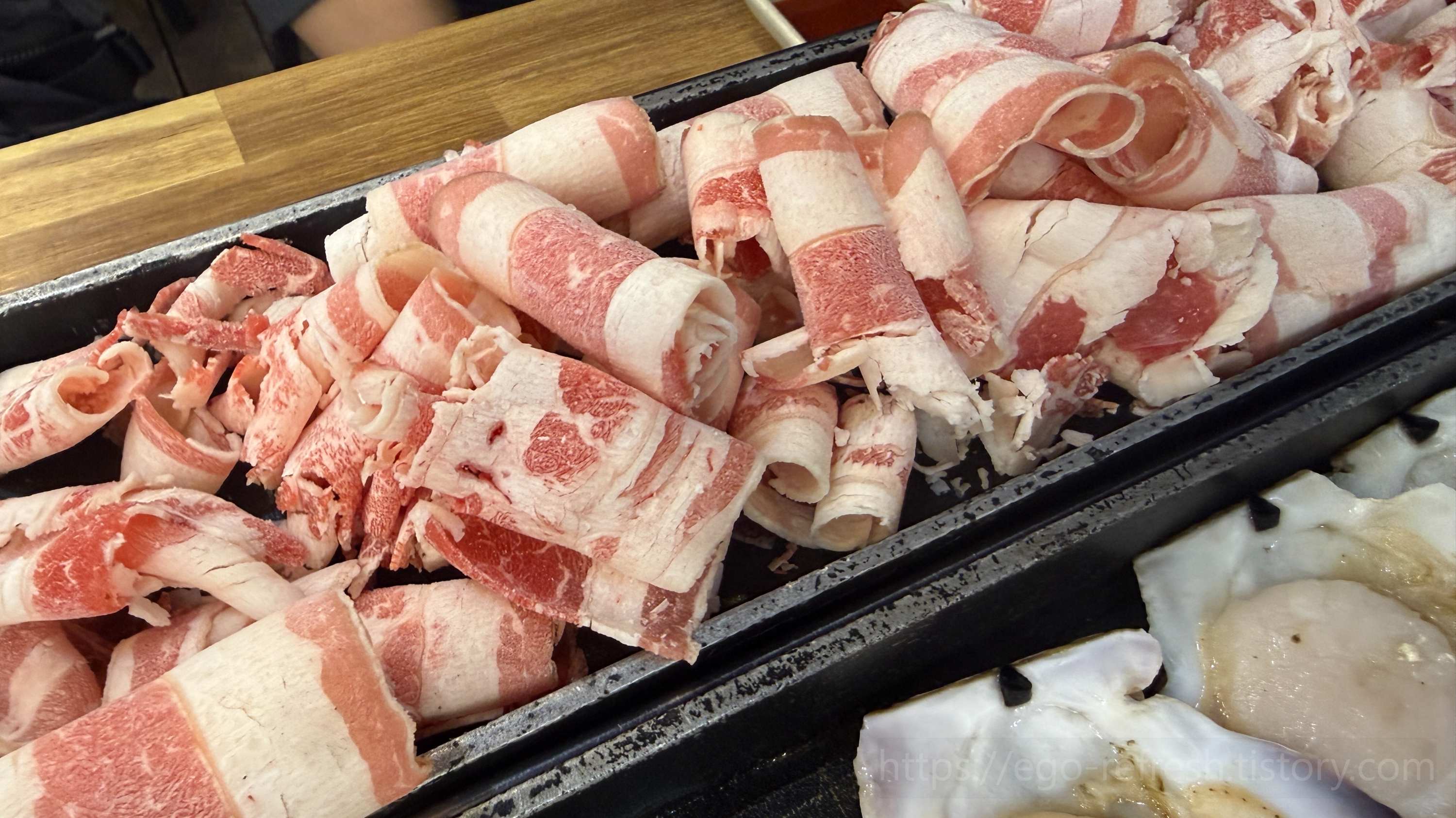 키조개 삼합 우삼겹