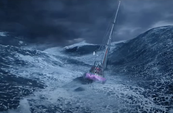 거대한태풍에맞서고있는핑크