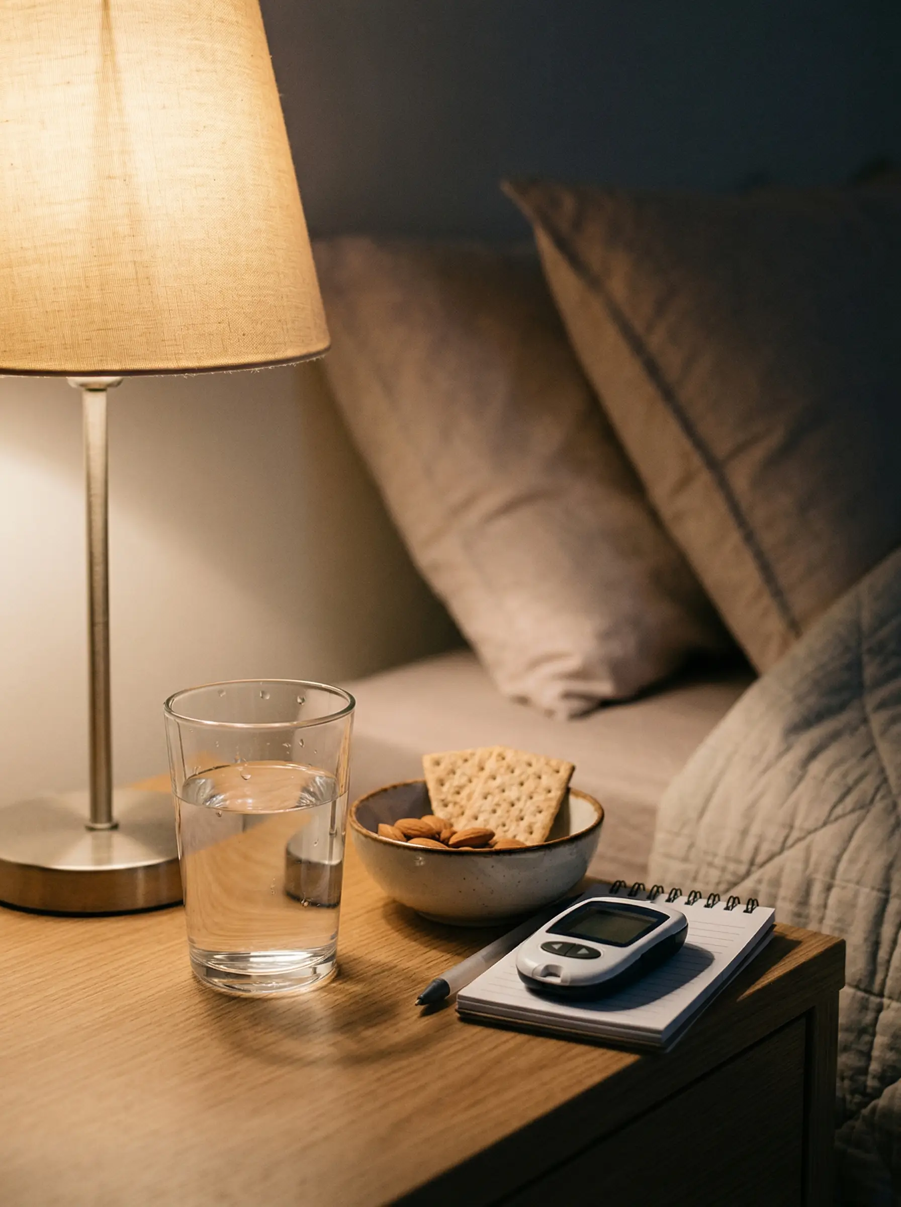 밤사이 저혈당을 고려한 자기 전 점검 장면