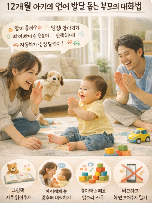 12개월 아기의 언어 발달을 돕는 부모의 대화법과 실천 방법