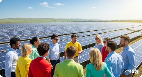외국인들이 태양광 발전소를 견학하는 장면