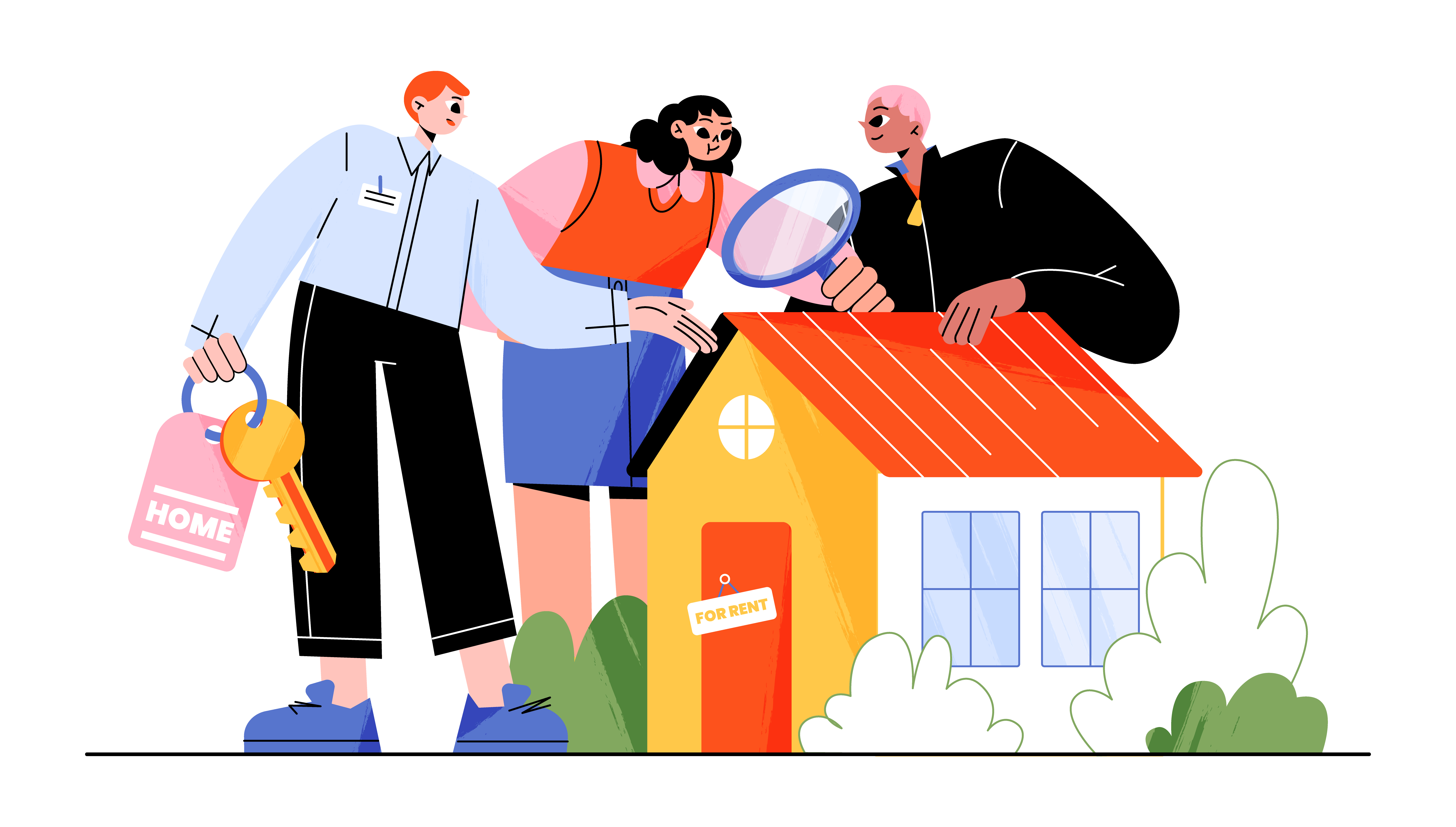 사람들이 집을 구매할려고 검토하고 있는 모습