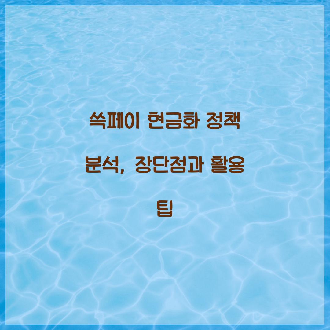 쓱페이 현금화 정책 분석