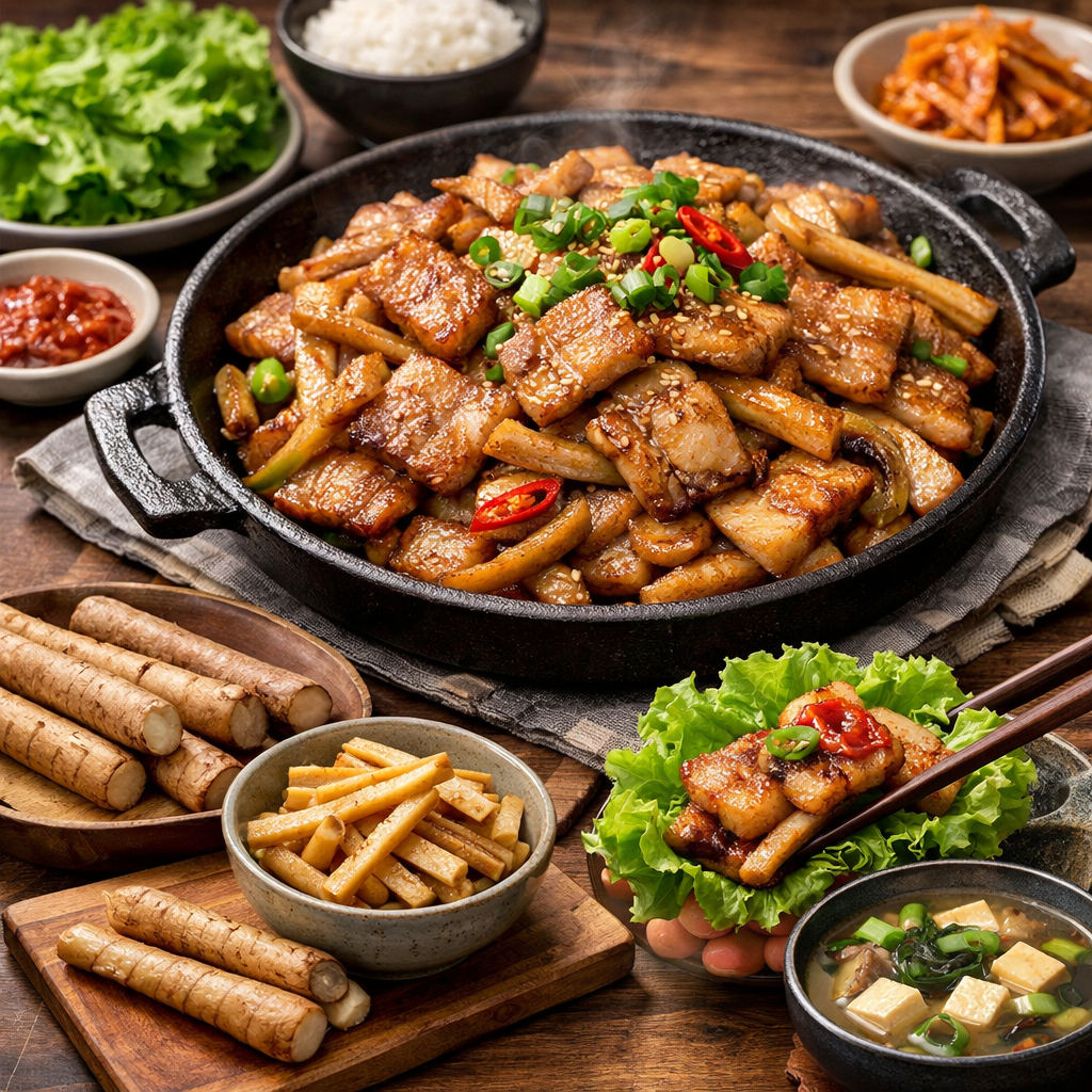 우엉+삼겹살