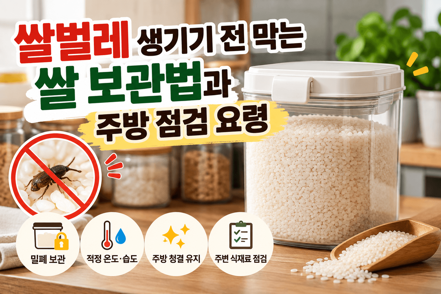 쌀벌레 생기기 전 막는 쌀 보관법과 주방 점검 요령