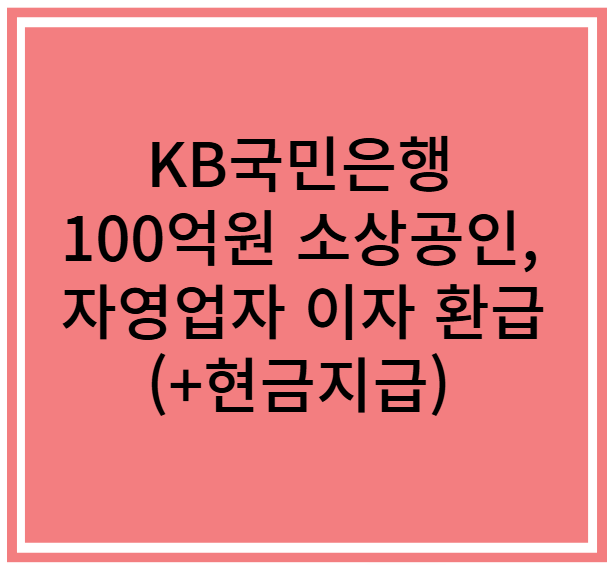 KB국민은행, 100억원 소상공인,자영업자 이자 환급
