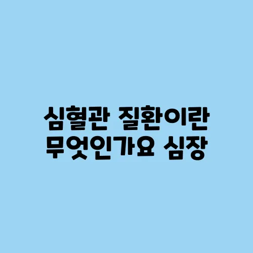 심혈관 질환이란 무엇인가요 심장, 혈관 모두 포함되는 질환