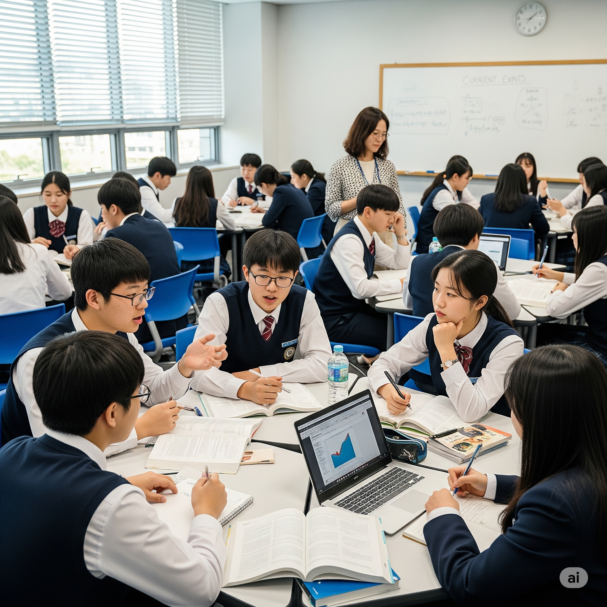 자율형 사립고 학생들이 심화 토론 수업을 하는 모습