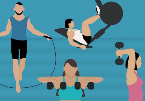 체육시설이용소득공제확대 -운동하는 여러사람들(일러스트)