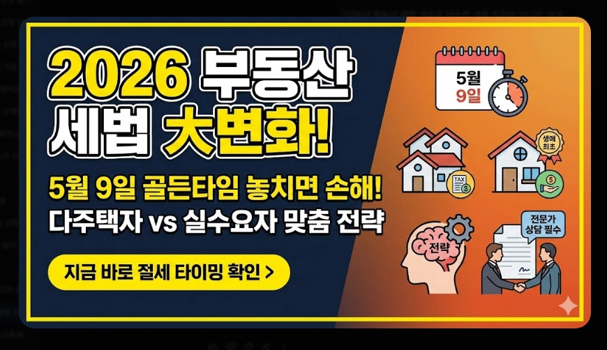 2026년 부동산 세법 개정안 [양도세 종부세 변화] 다주택자 필수 체크리스트 및 절세 가이드