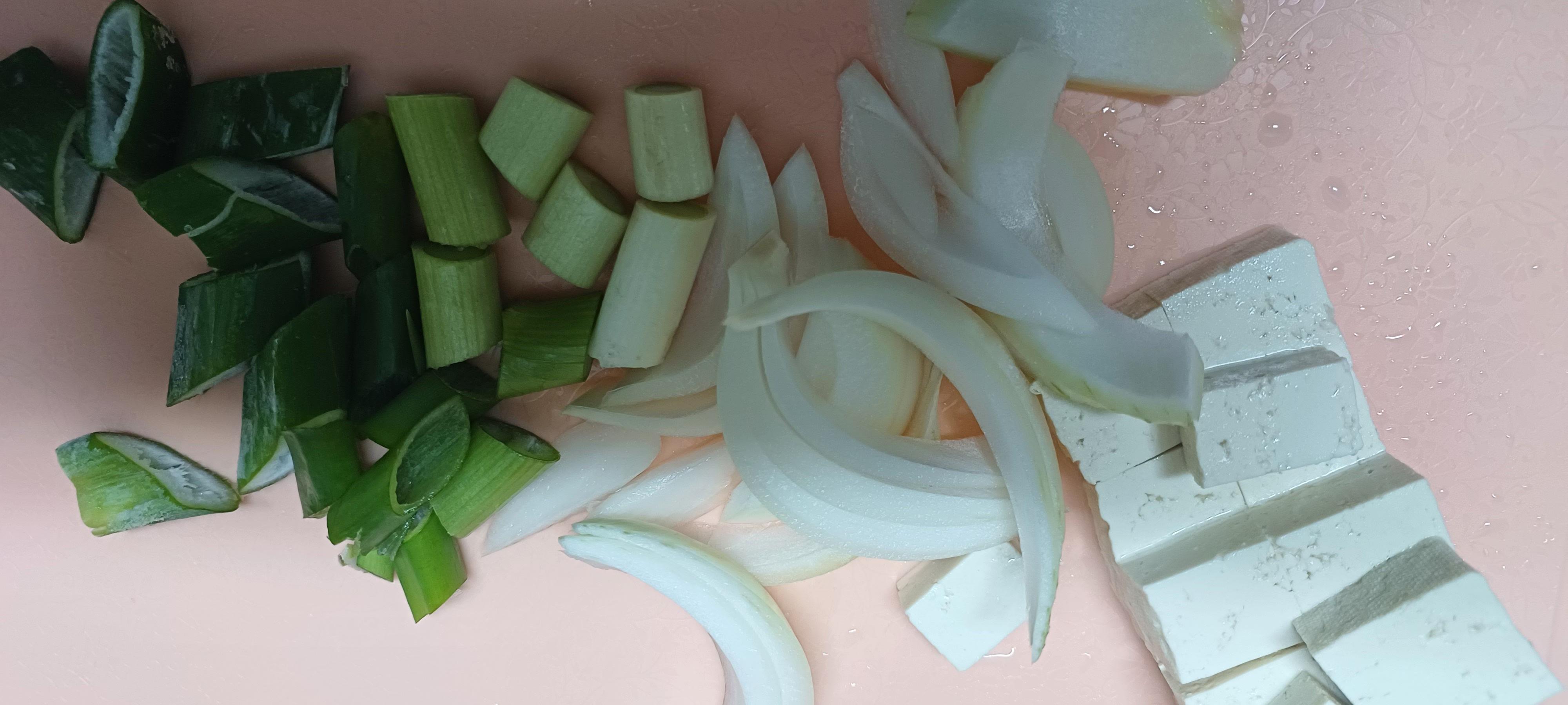 두부와 야채 준비하기