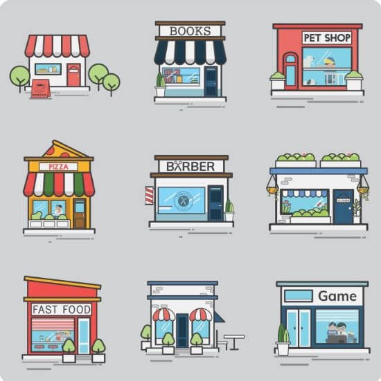 여러 종류의 가게들