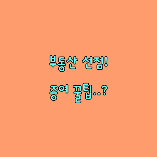 저평가 부동산 선증여와 현금 분산 증..