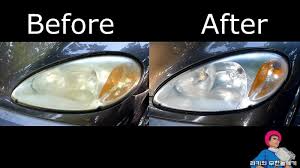 헤드라이트 복원 전과 후 장면