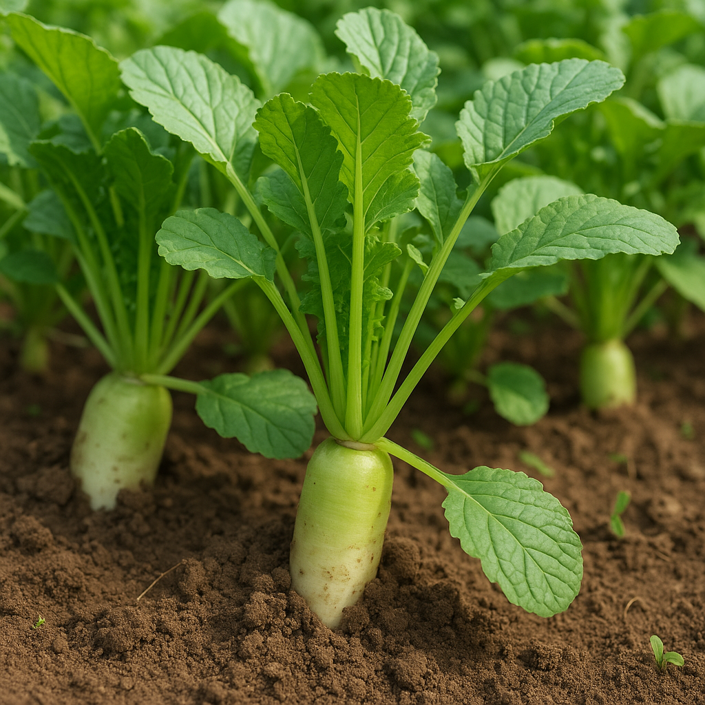 밭에 자라고 있는 청근채 모습