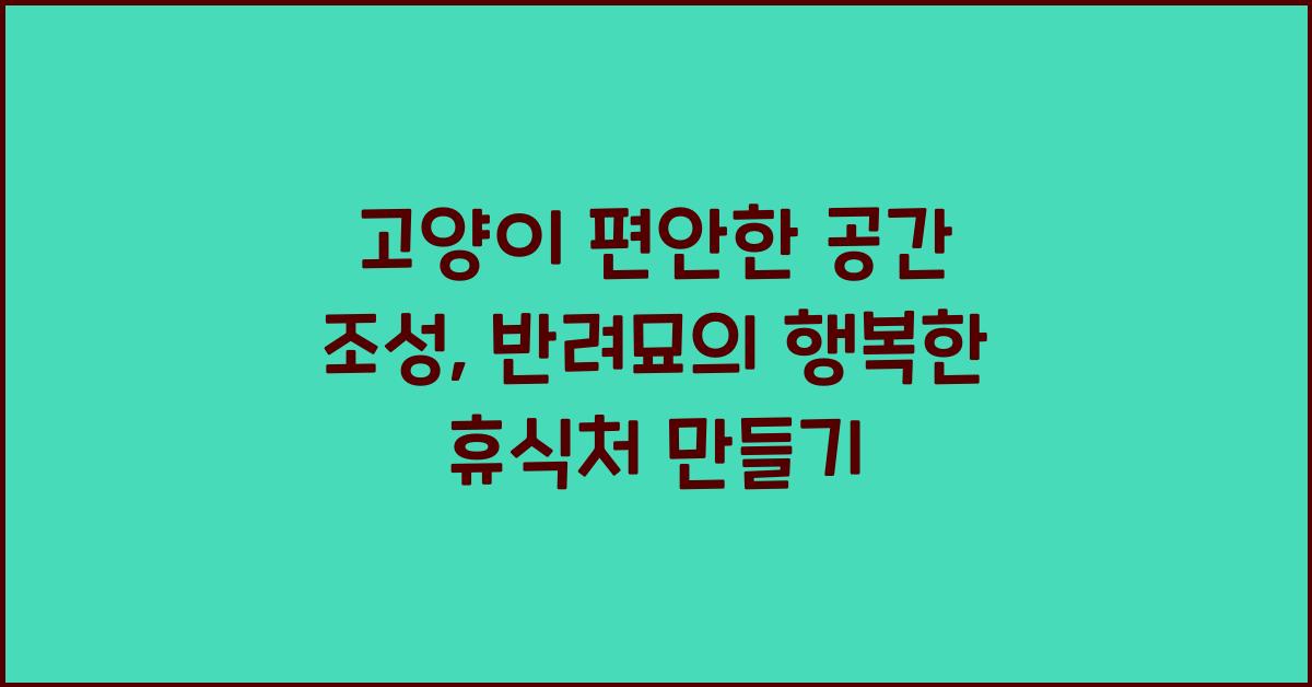 고양이 편안한 공간 조성, 반려묘 휴식 장소 확보