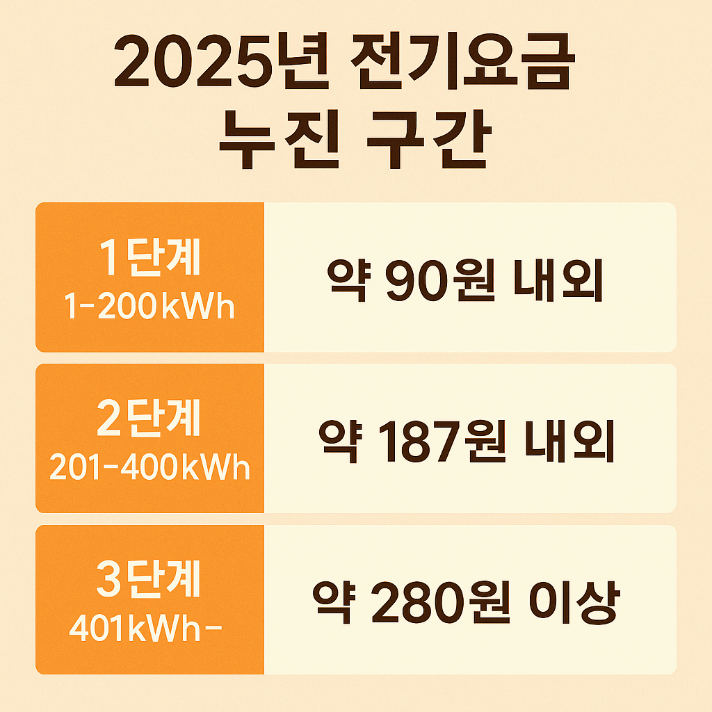 2025년 전기요금 누진 구간 (기본 구조)