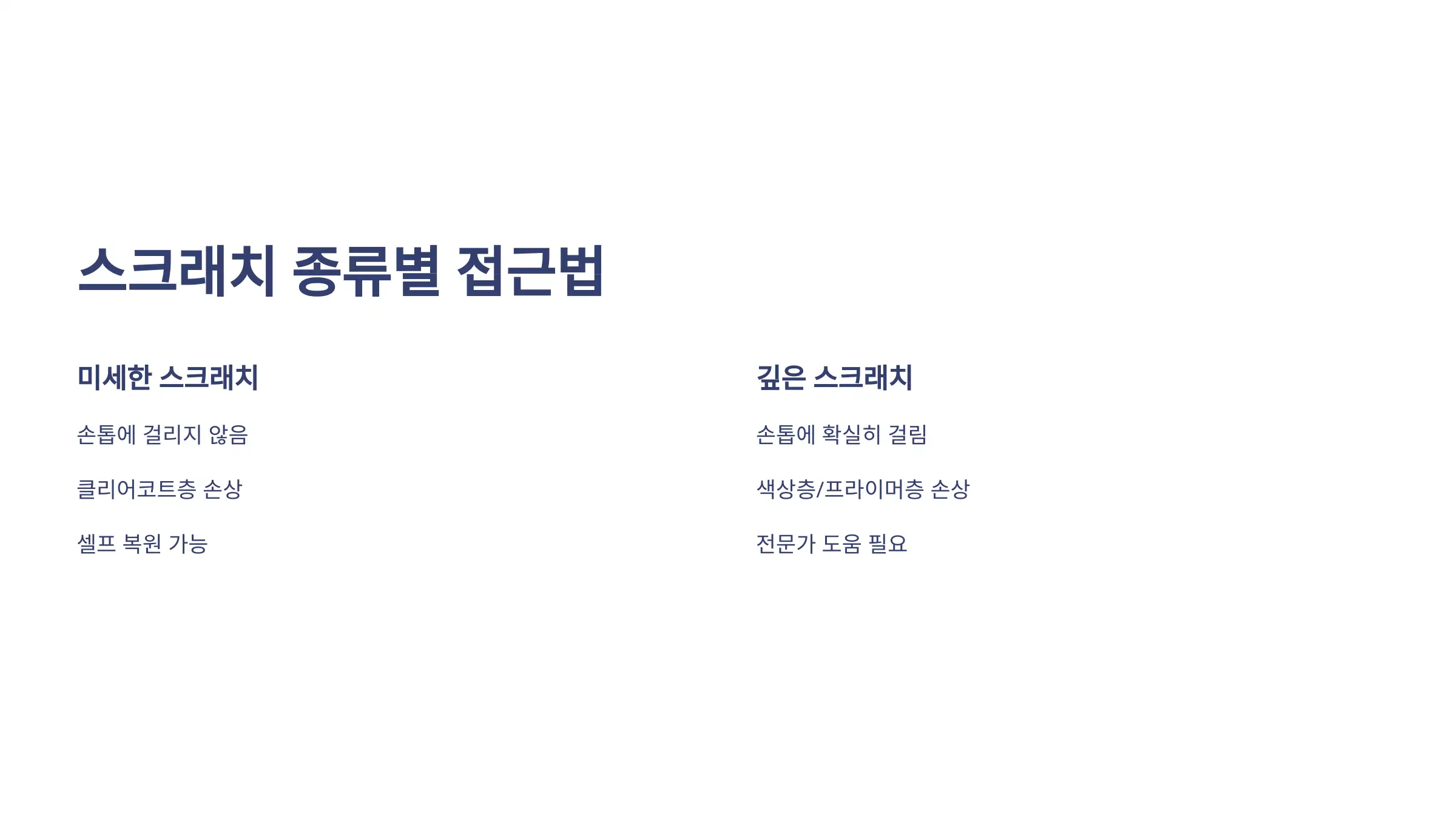 자동차 스크래치, 깊이에 따라 방법이 다르다