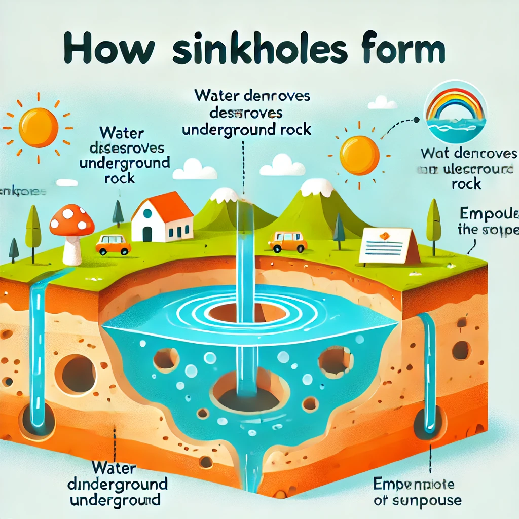 싱크홀이 생기는 이유, 초등학생도 이해할 수 있는 설명 관련 이미지