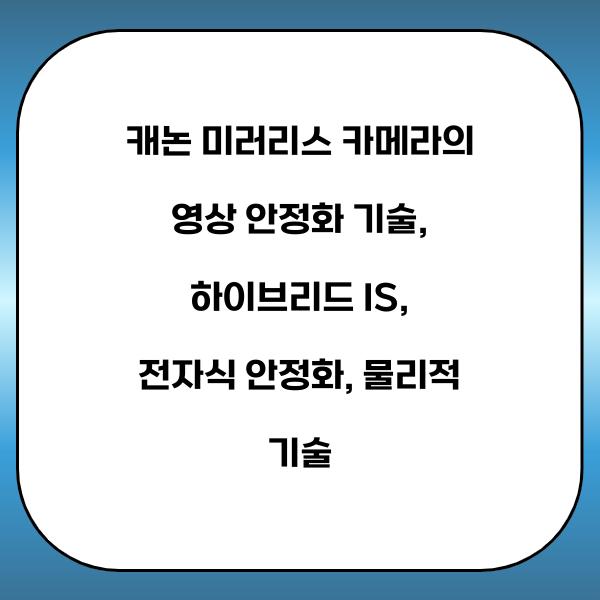 캐논 미러리스 카메라의 영상 안정화 기술
