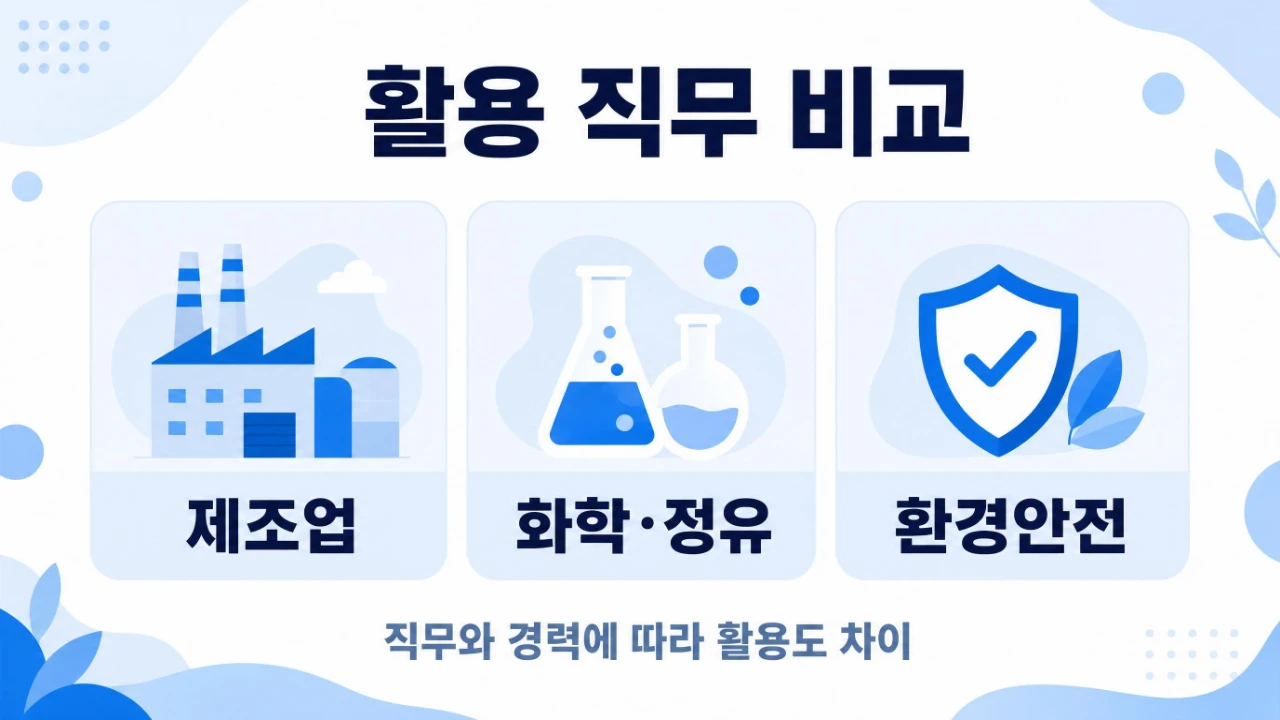 위험물산업기사 자격증이 제조업 화학업종 환경안전 직무에서 활용되는 분야를 정리한 보조 이미지