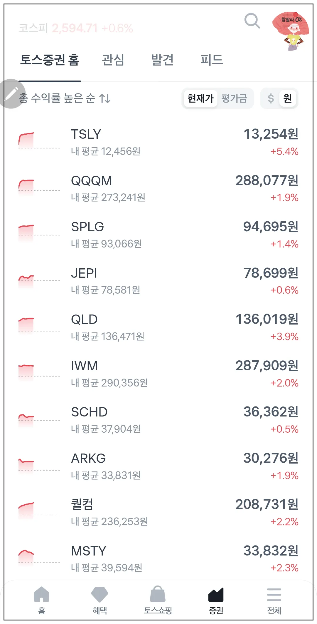 토스증권-ETF- 나의-포토폴리오-스크린샷
