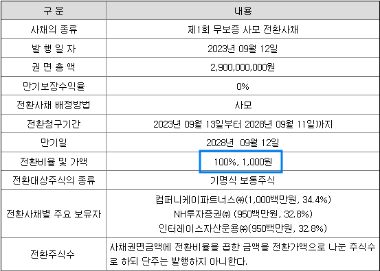 전환사채 발행내역