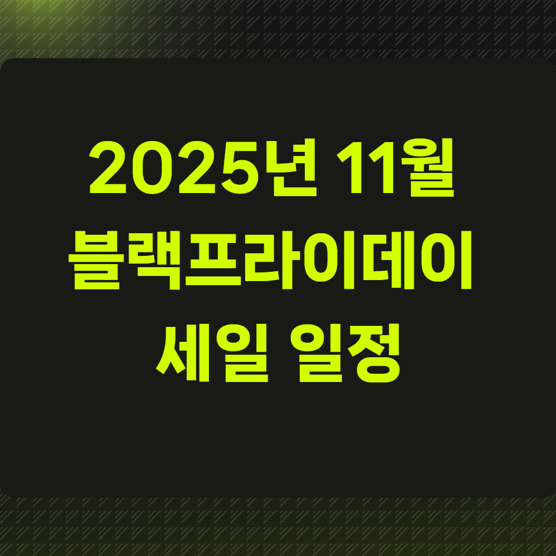 2025년 11월 블랙프라이데이 세일 일정