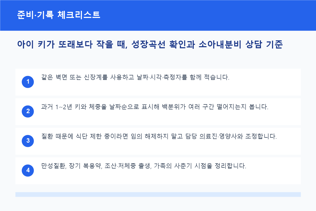 소아내분비 진료 전 준비할 성장 기록 체크리스트