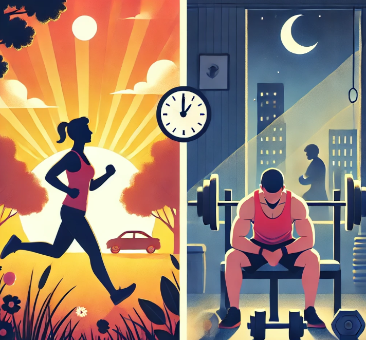 아침운동과 저녁운동 그림