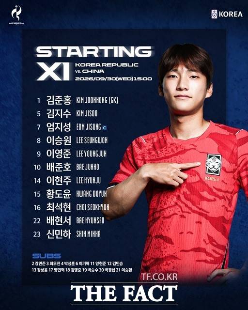 한국 중국 2-1 역전승