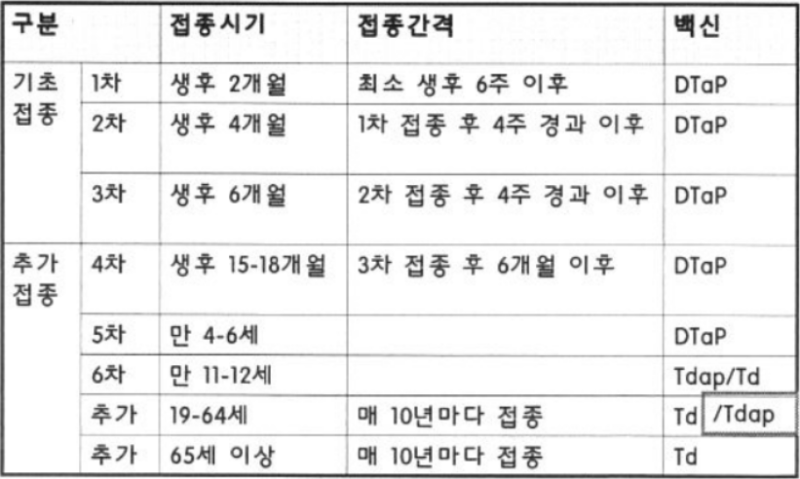 Td 접종 시기 정리