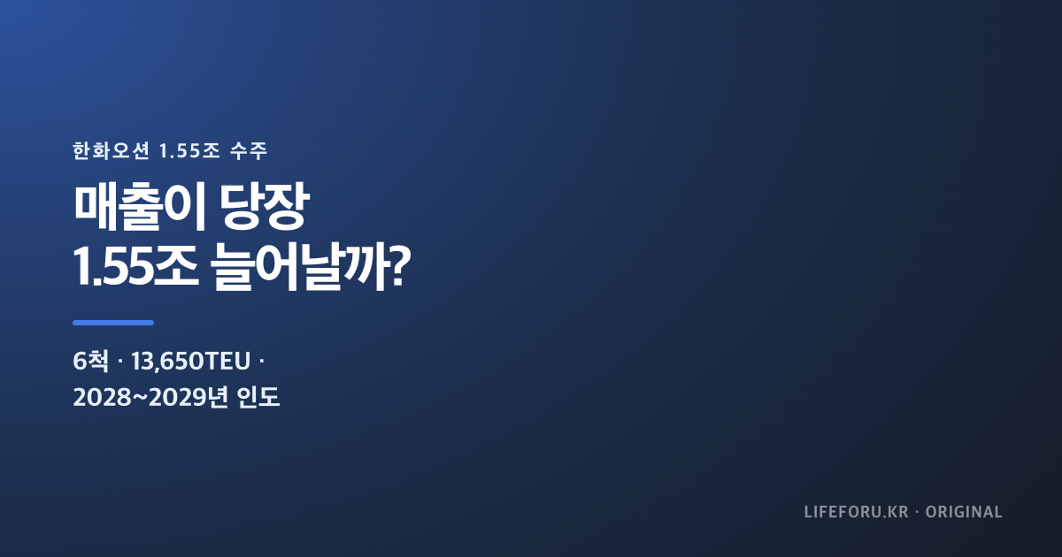 한화오션 양밍 1조5527억원 컨테이너선 6척 수주 계산