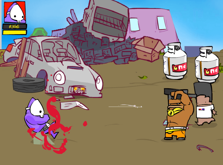 보스에게-총을-맞고-쓰러지는-화면