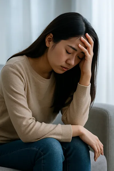 우울한 눈빛을 한 여성