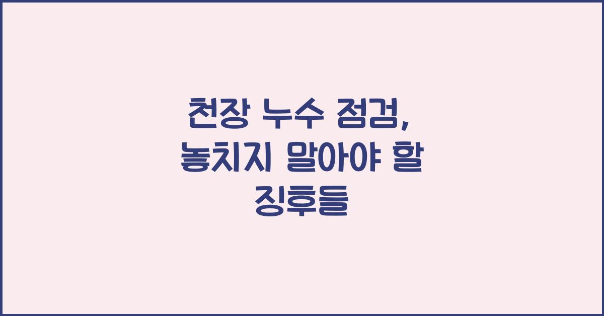 천장 누수 점검