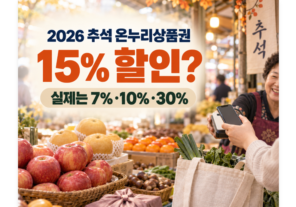 추석 온누리상품권 15% 할인?｜2026년에는 7%&middot;10%&middot;30%를 따로 봐야 합니다