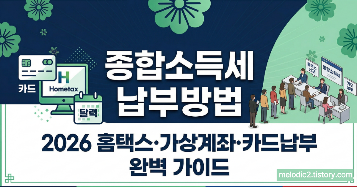 2026 종합소득세 납부방법 홈택스 가상계좌 카드 완벽 가이드