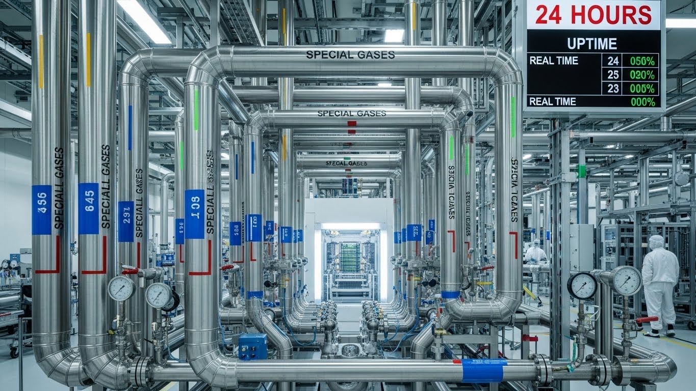 반도체 공장이 가동을 시작하면 특수가스는 혈액처럼 24시간 공급