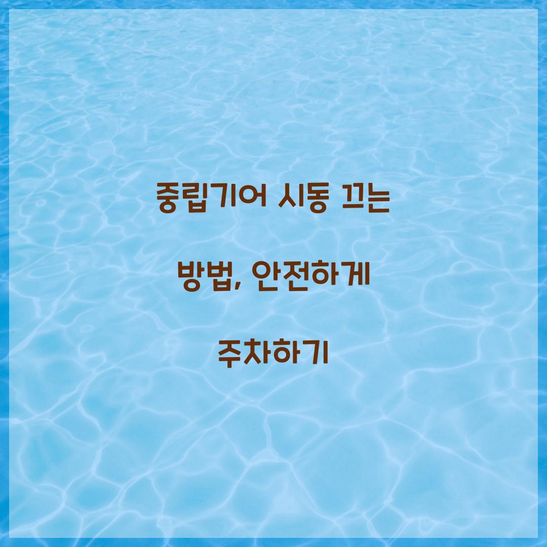 중립기어 시동 끄는 방법