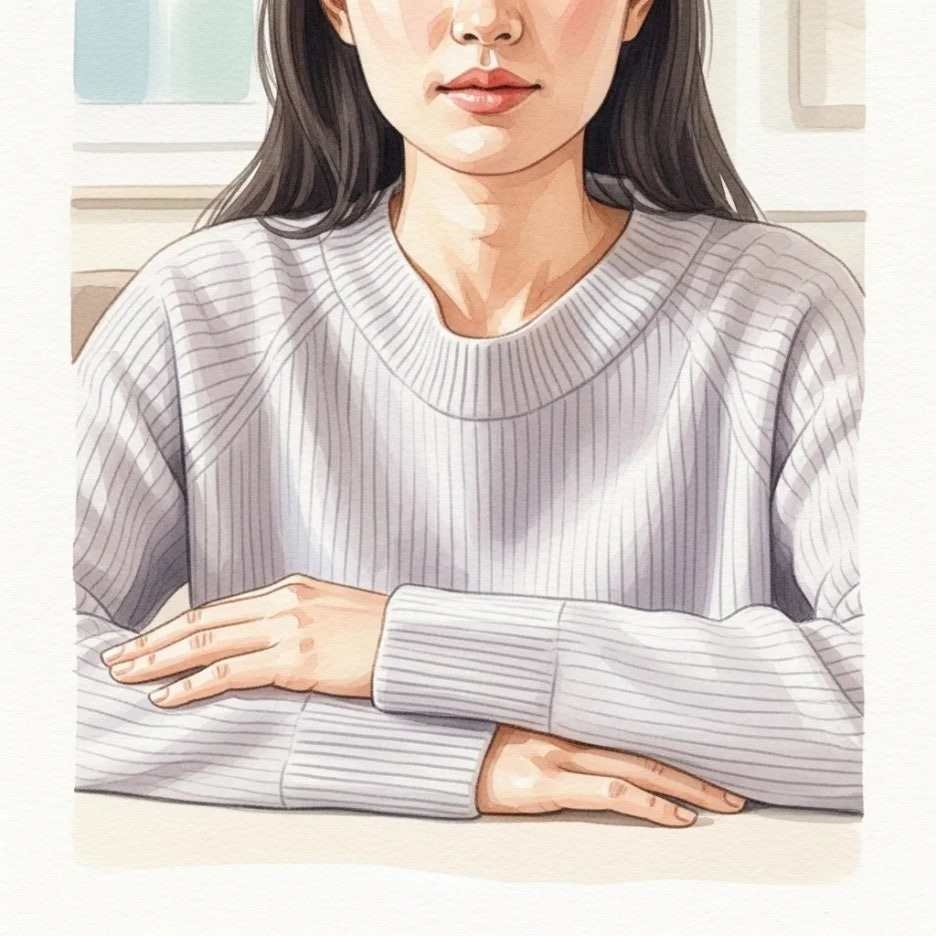 부드러운 니트 소재로 연출한 따뜻한 분위기.