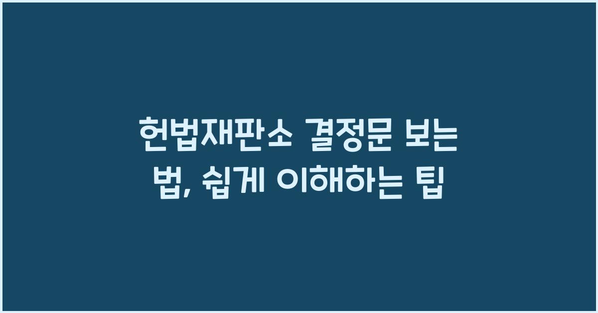 헌법재판소 결정문 보는 법