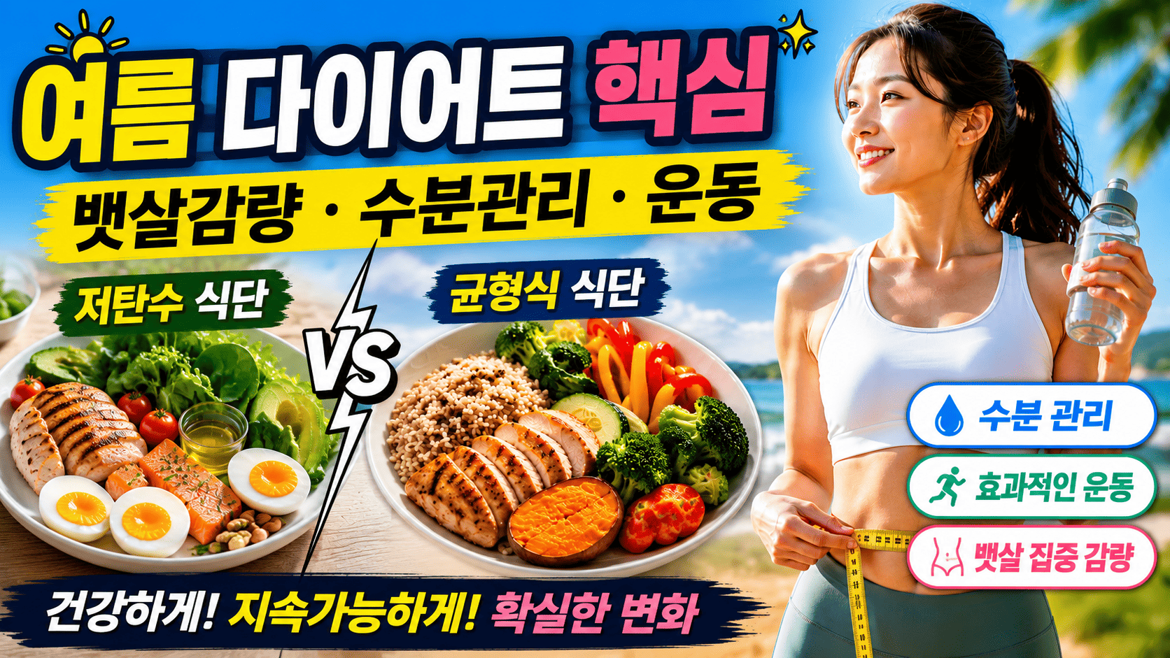 여름 다이어트 핵심 (뱃살감량, 수분관리, 운동)