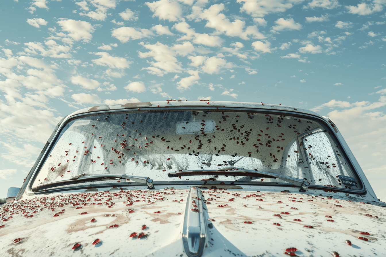 자동차에-붙어있는-수십마리의-러브버그