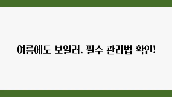 여름철 보일러 사용법: 효율적인 관리 팁