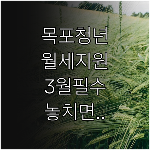 목포시 청년월세지원 3월 신청 놓치지..