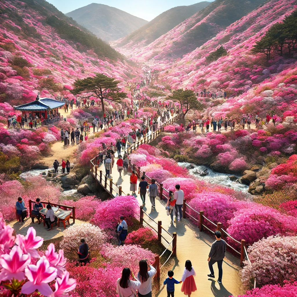 부산 원미산 진달래축제 사진