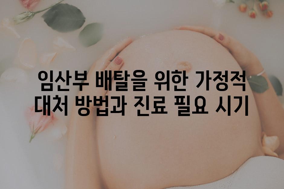 임산부 배탈을 위한 가정적 대처 방법과 진료 필요 시기
