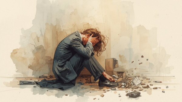 ENTJ 성인은 강한 추진력과 리더십으로 자신과 조직을 이끄는 경우가 많습니다. 그러나 이 리더십이 흔들리거나 실패를 경험할 때, 깊은 상실감에 빠집니다에 관한 그림